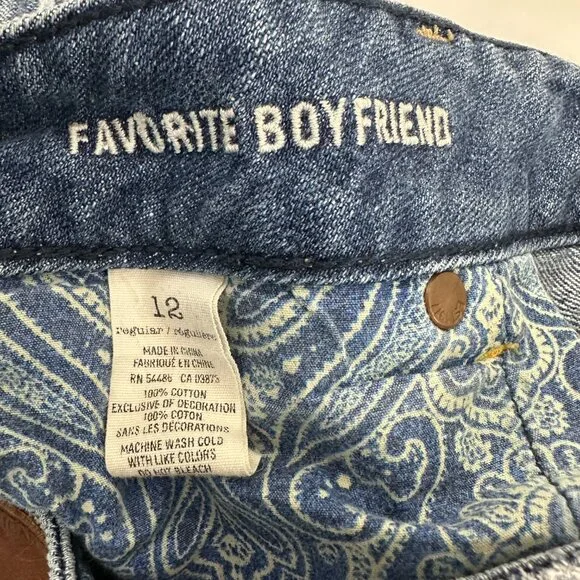 American Eagle Distressed Favorite Boyfriend Women's size 12 Dark Blue Jeans - Picture 3 of 4